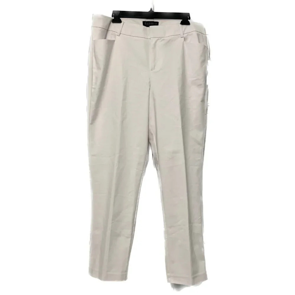 NWT Eloquii Trousers Tapered Dress Pants White Plus Size 14 Office‎ Work Casual